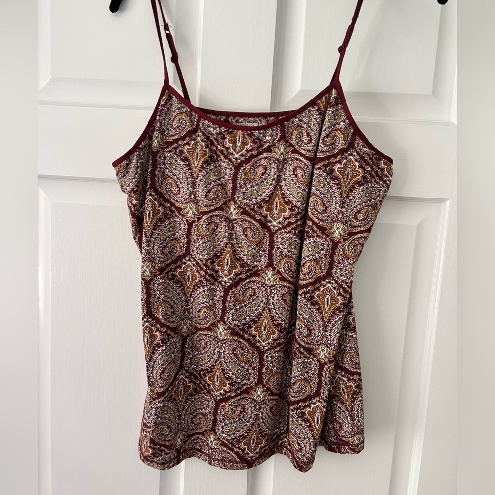 NWOT Canyon River Blues Paisley Print Burgundy Olive Green Camisole Tank Top XL